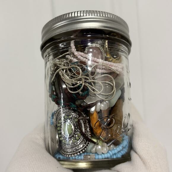 Mystery Jewelry Jar 1 Pound 20+ Mixed Lot Wearable Costume Coastal Boho Theme - Picture 5 of 8